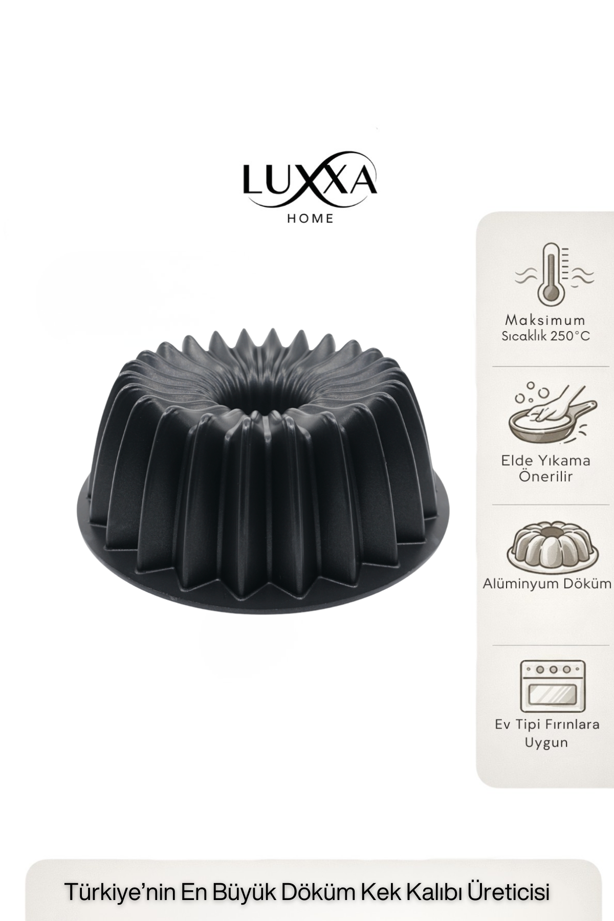 Arden Döküm Kek Kalıbı 26cm Siyah