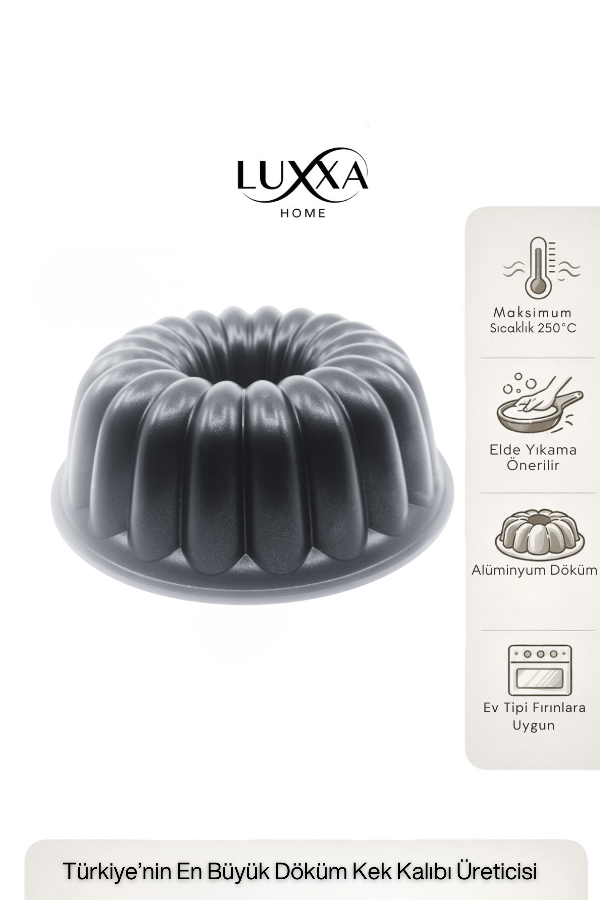 Leona Döküm Kek Kalıbı 25cm Siyah