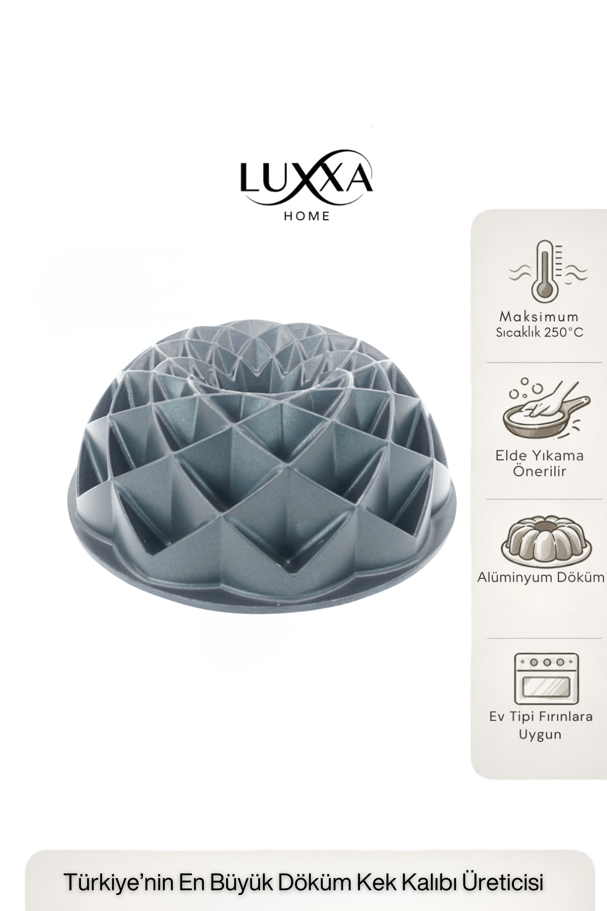 Diamond Döküm Kek Kalıbı 24cm Siyah