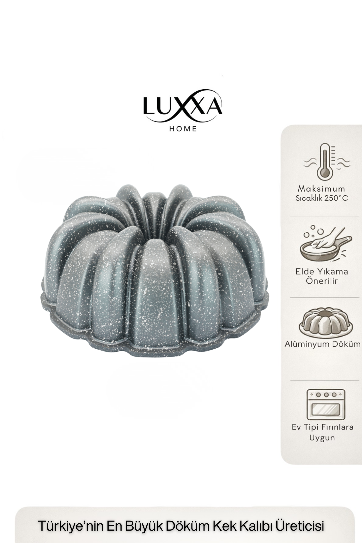 Rona Döküm Kek Kalıbı 25cm Antrasit