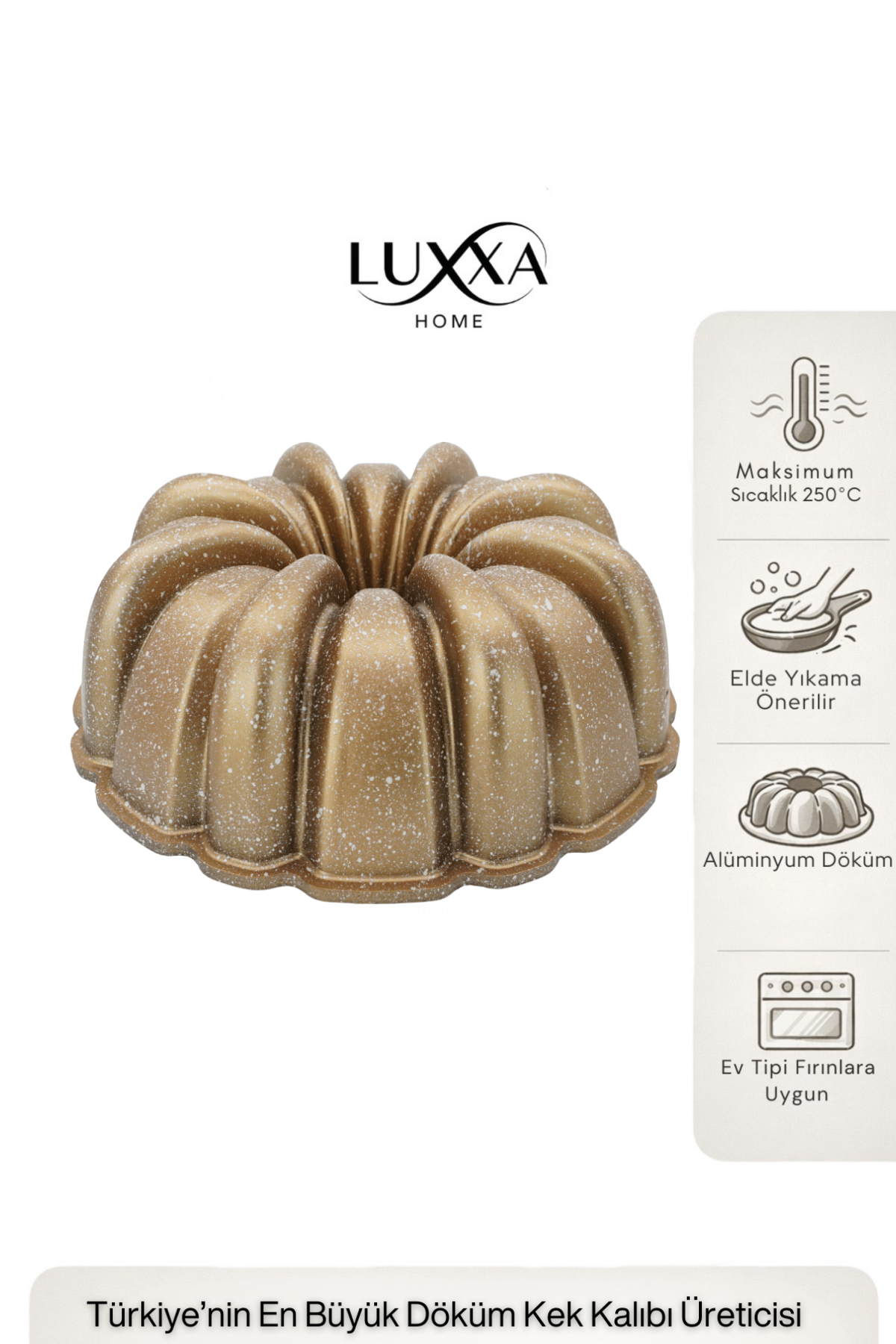 Rona Döküm Kek Kalıbı 25cm Gold