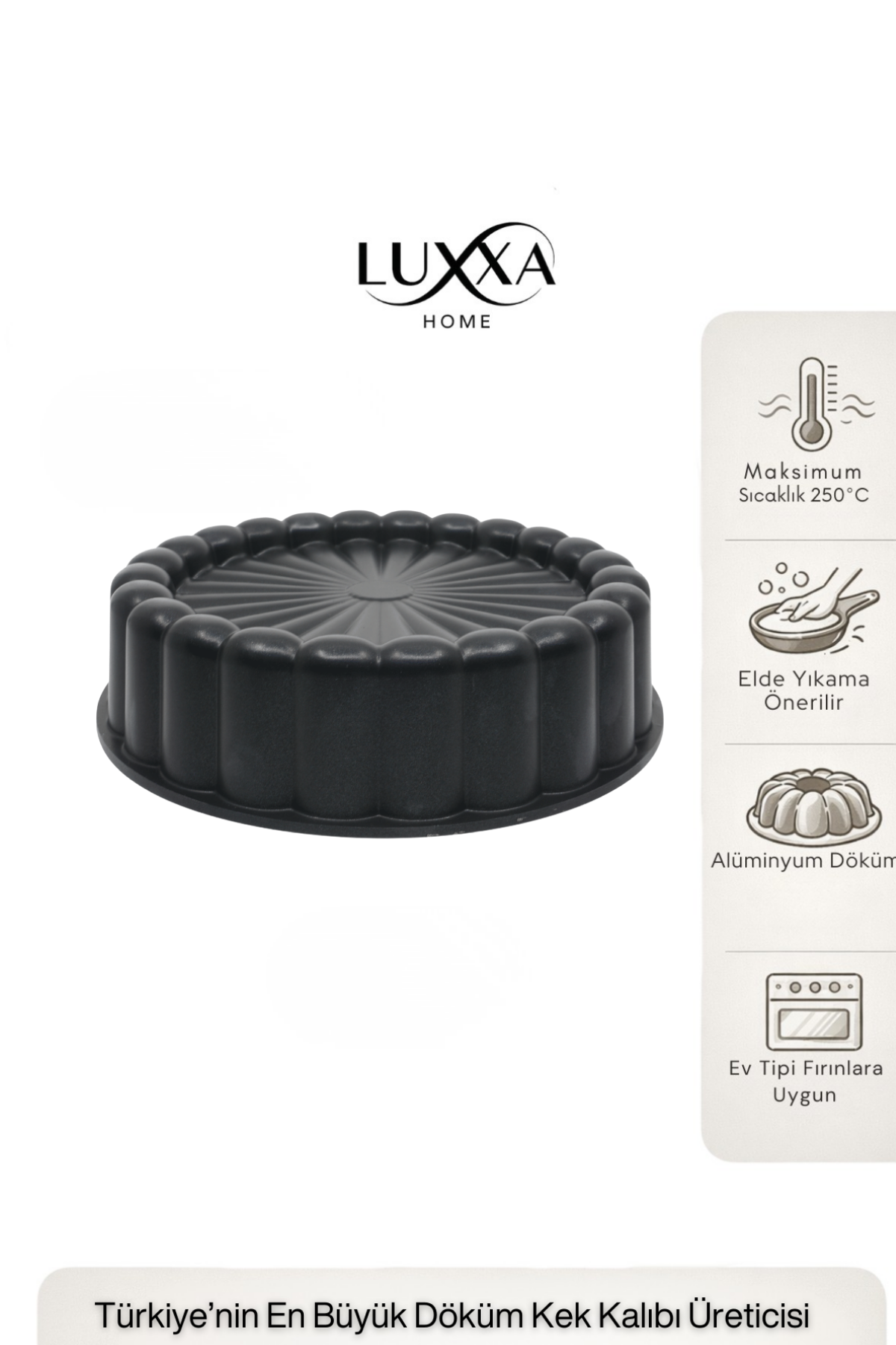 Papatya Döküm Kek Kalıbı 27cm Siyah