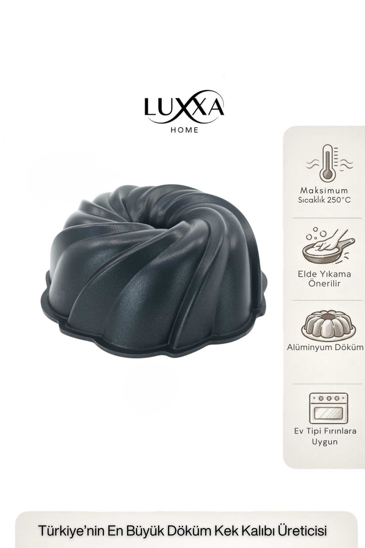 Tornado Döküm Kek Kalıbı 24cm Siyah