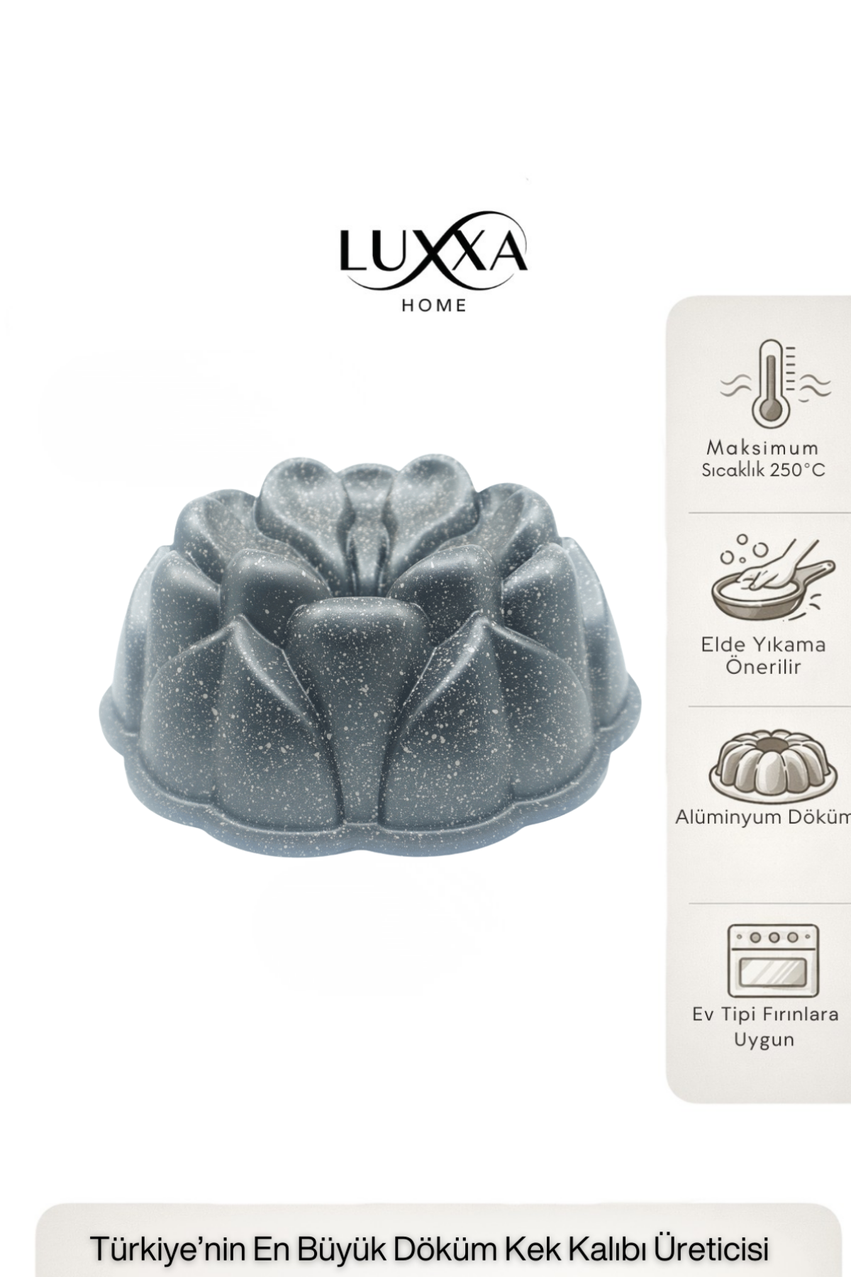 Hira Döküm Kek Kalıbı 26cm Antrasit