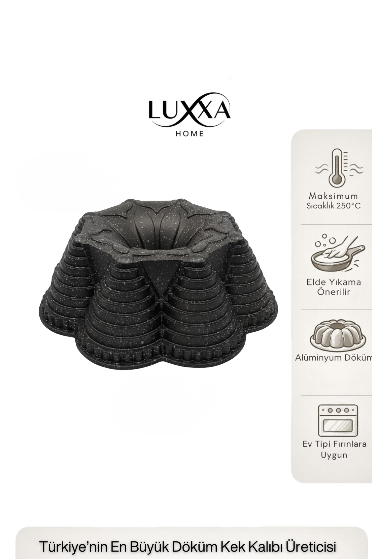 Zera Döküm Kek Kalıbı 25cm Antrasit