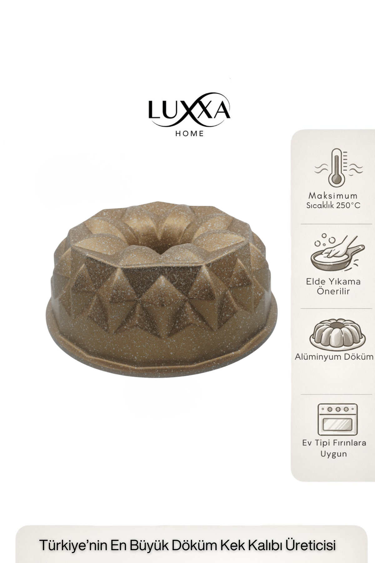 Helios Döküm Kek Kalıbı 25cm Gold