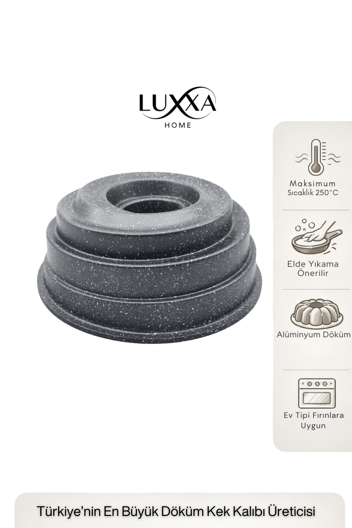 Anafor Döküm Kek Kalıbı 25cm Antrasit