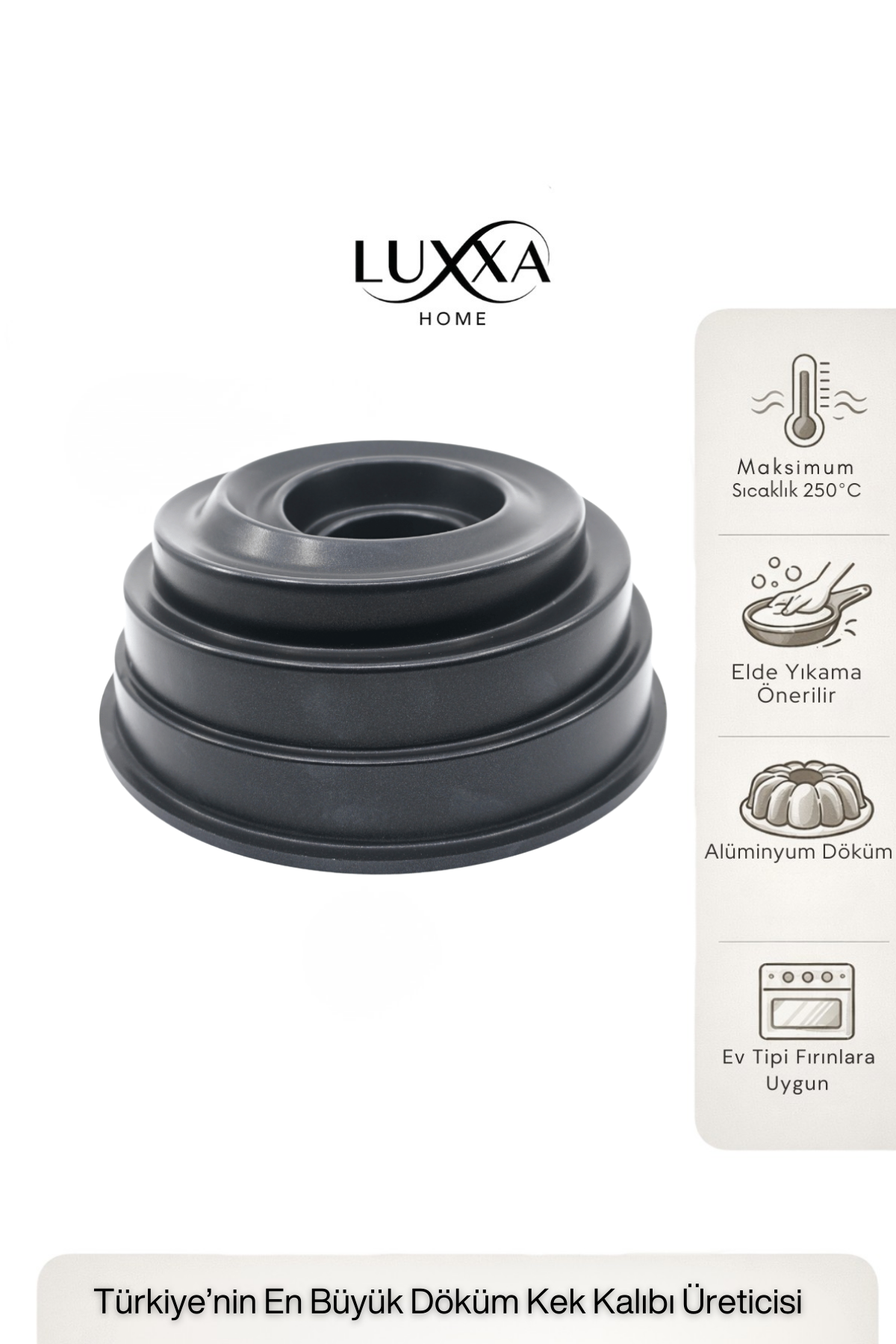 Anafor Döküm Kek Kalıbı 25cm Siyah