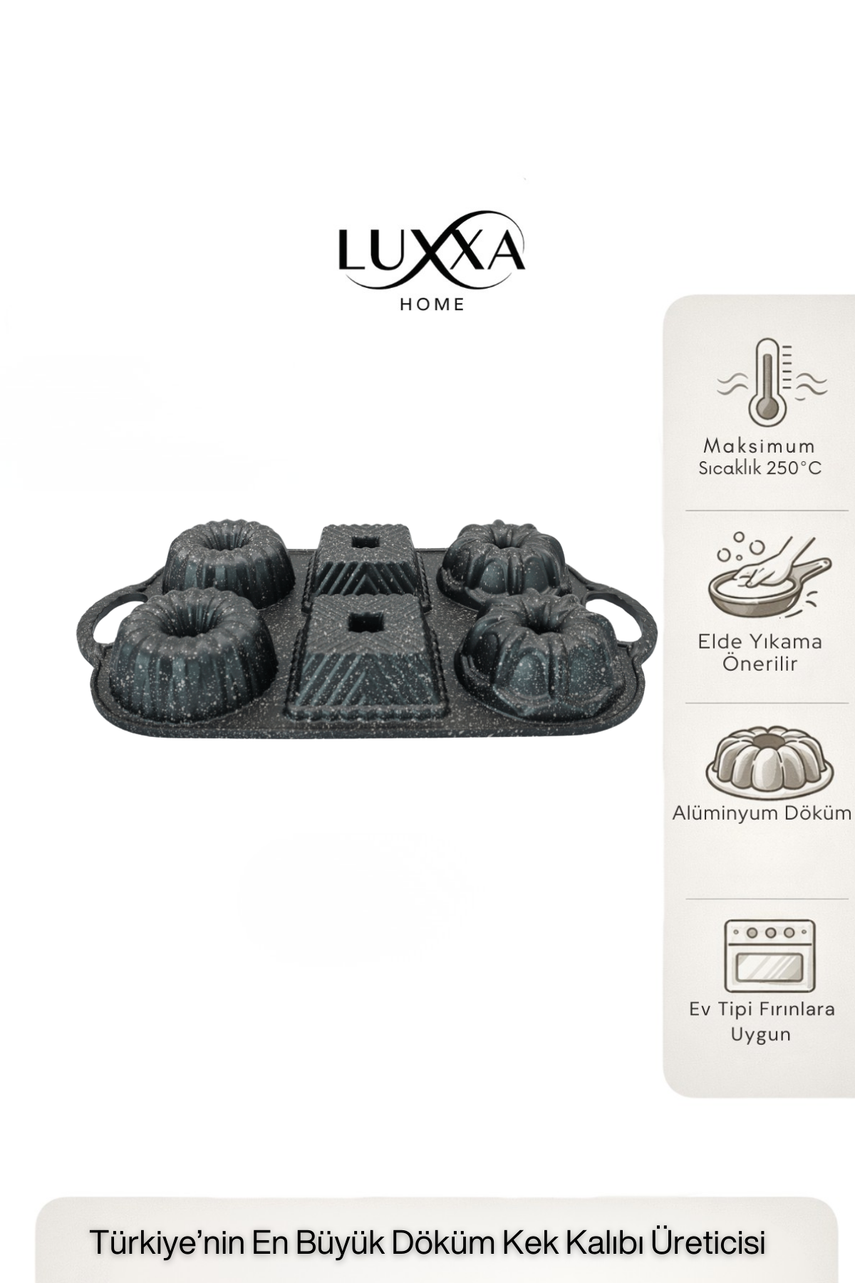 Hexa 6'lı Muffin Döküm Kek Kalıbı Antrasit