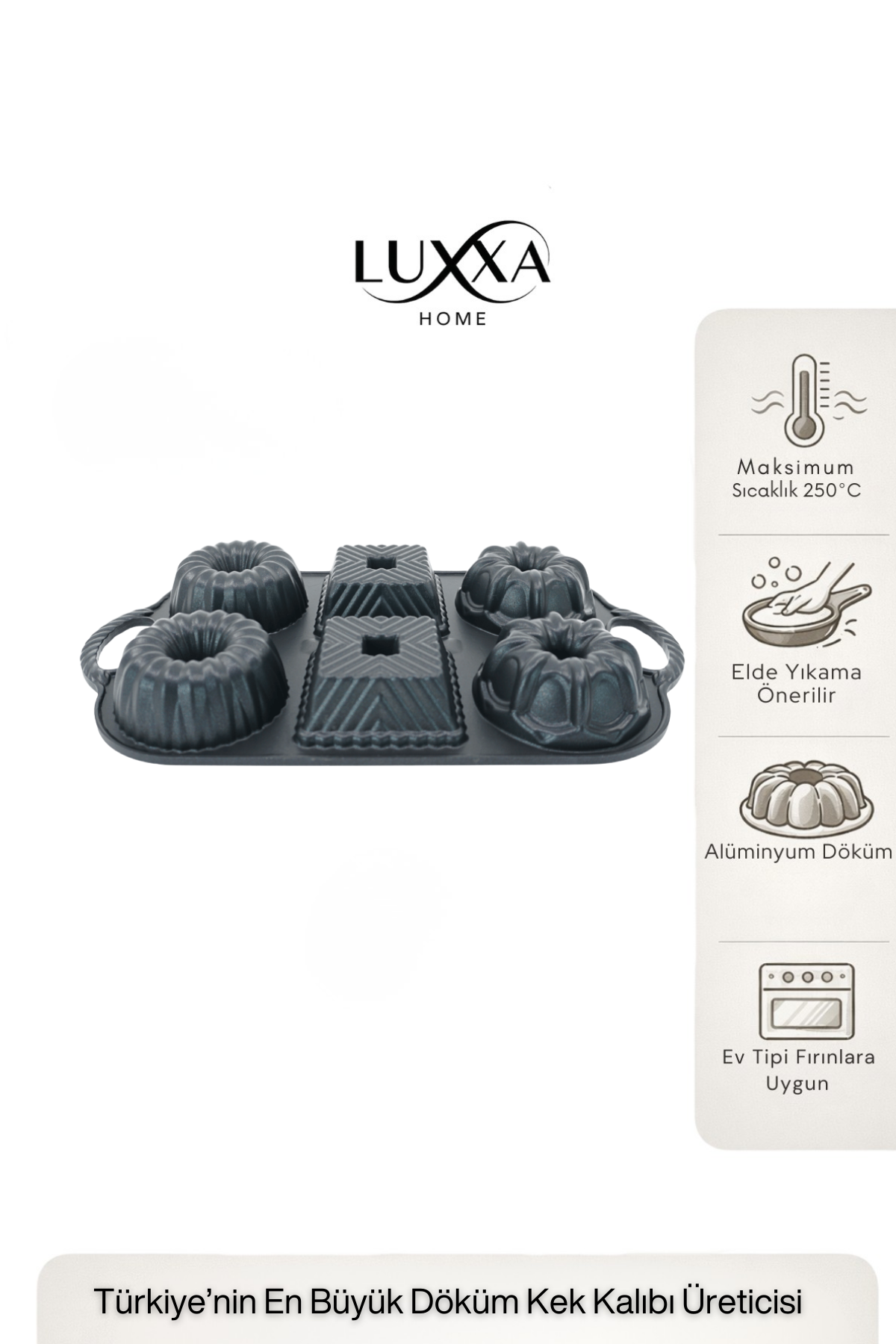 Hexa 6'lı Muffin Döküm Kek Kalıbı Siyah