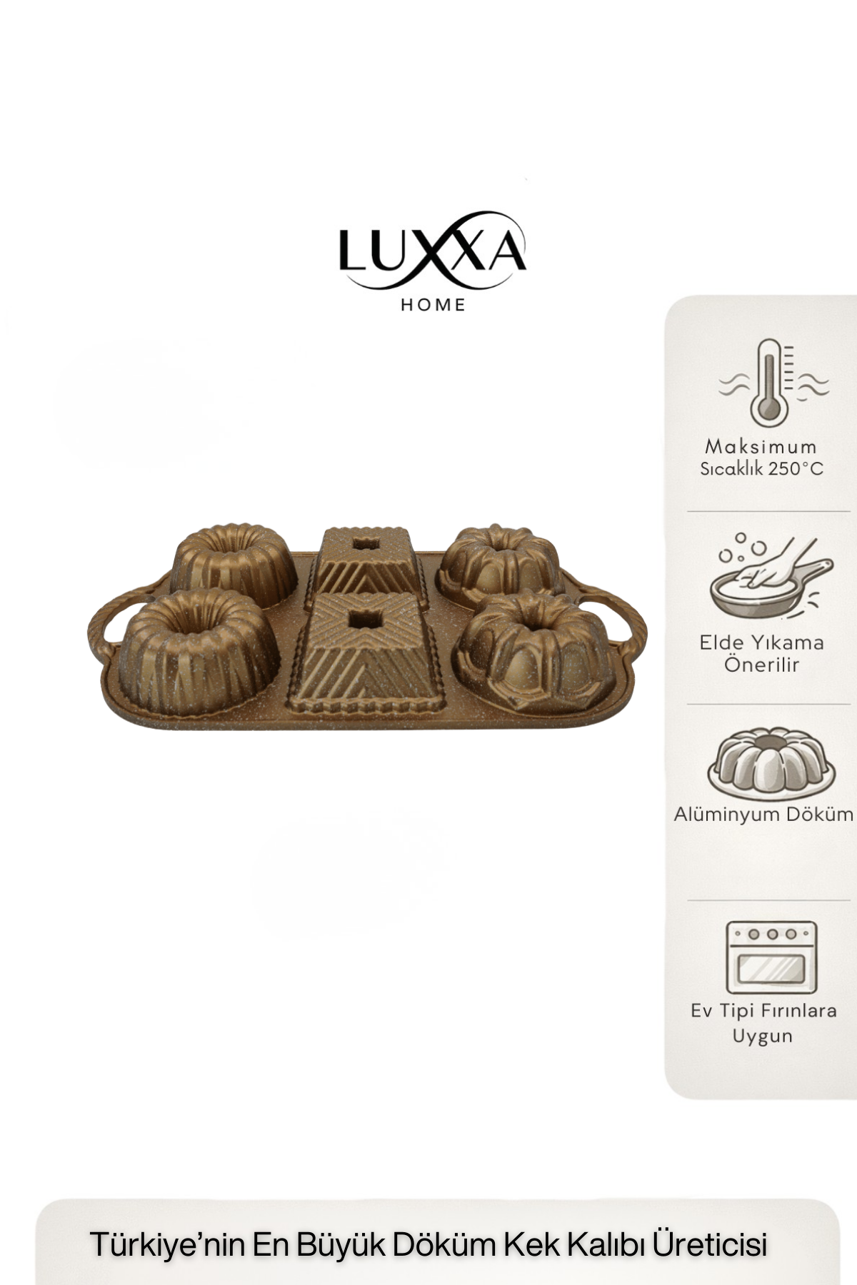 Hexa 6'lı Muffin Döküm Kek Kalıbı Gold