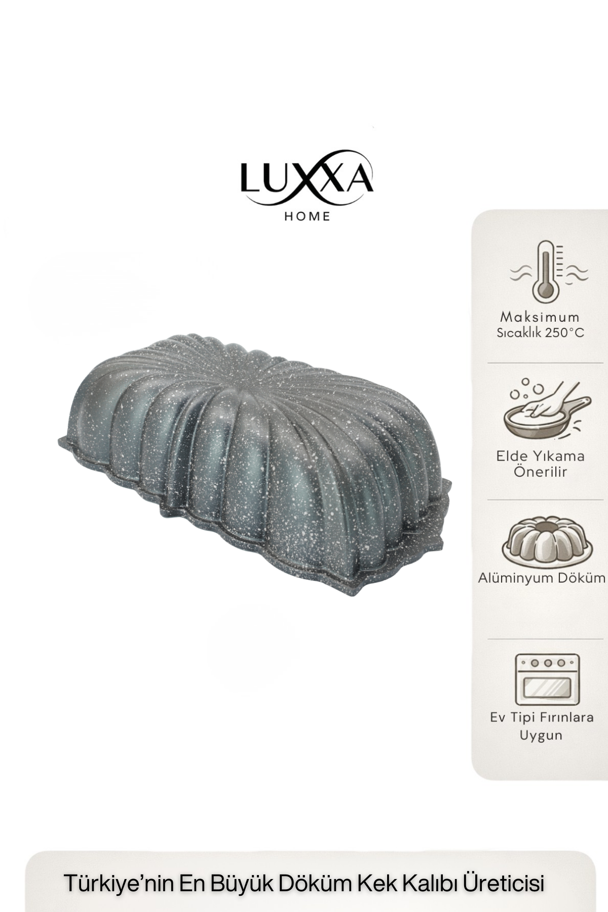 Leona Baton Döküm Kek Kalıbı 30cm Antrasit