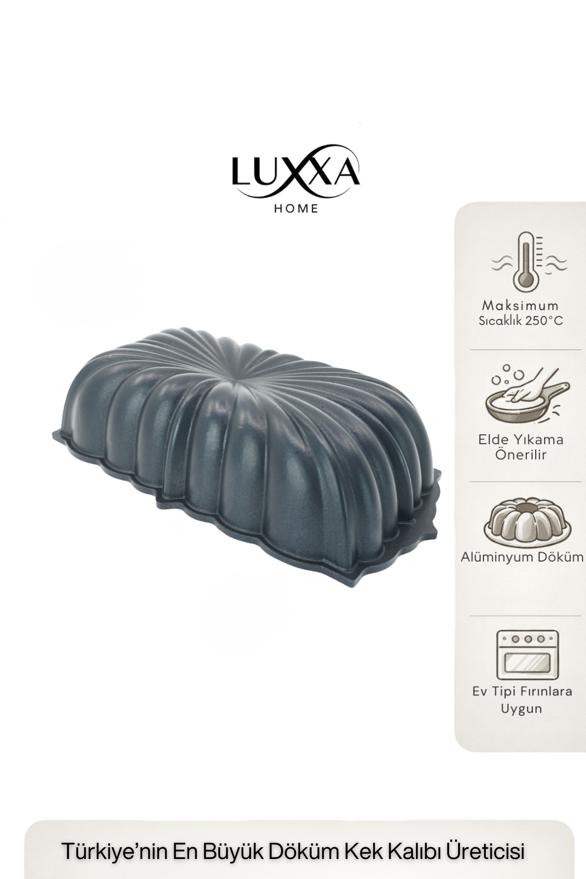 Leona Baton Döküm Kek Kalıbı 30cm Siyah