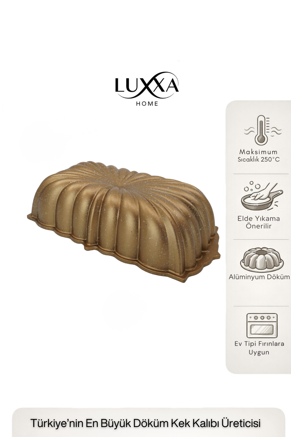 Leona Baton Döküm Kek Kalıbı 30cm Gold