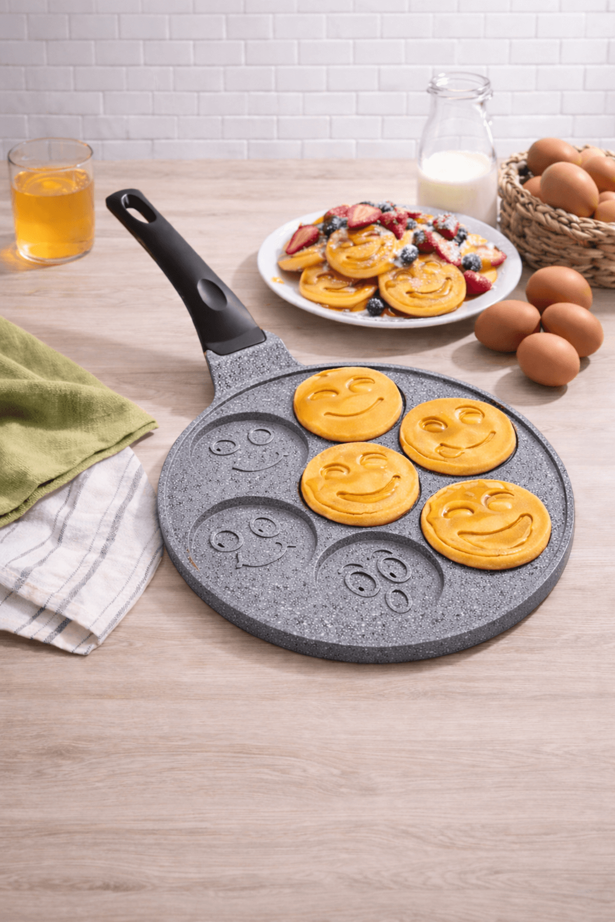 JoyFace Gülücük Şekilli Pankek Tavası Antrasit