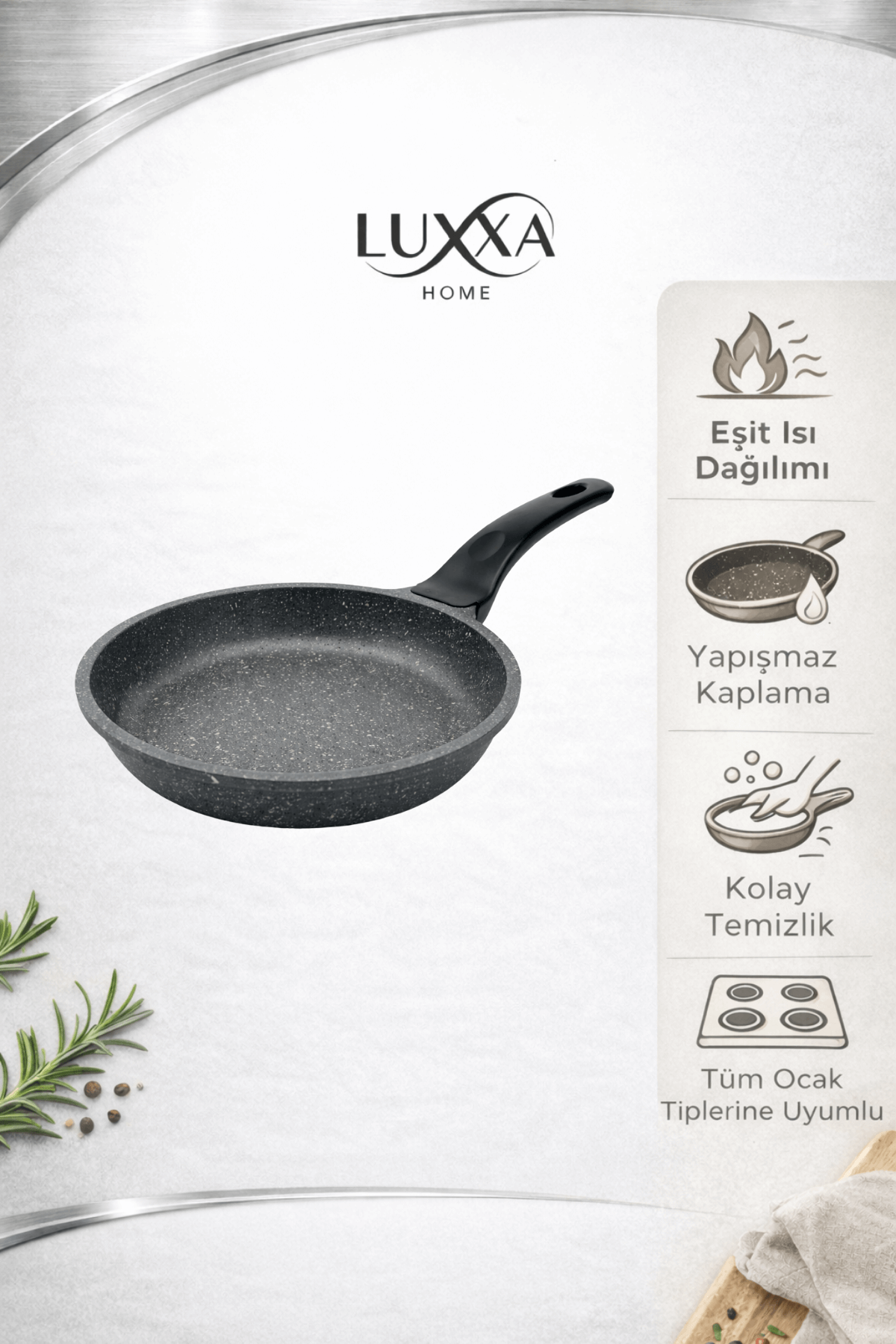 Riva Elite 24cm Döküm Tava Antrasit