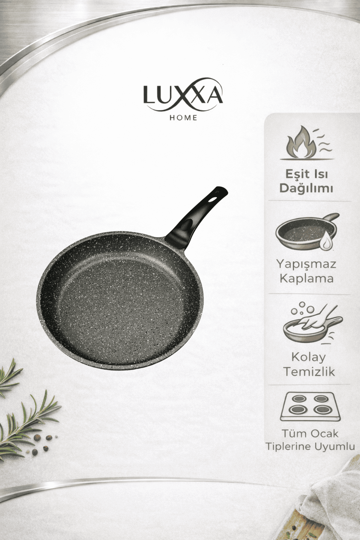 Riva Elite Serisi 2’li Döküm Tava Seti – 24/28 cm Siyah