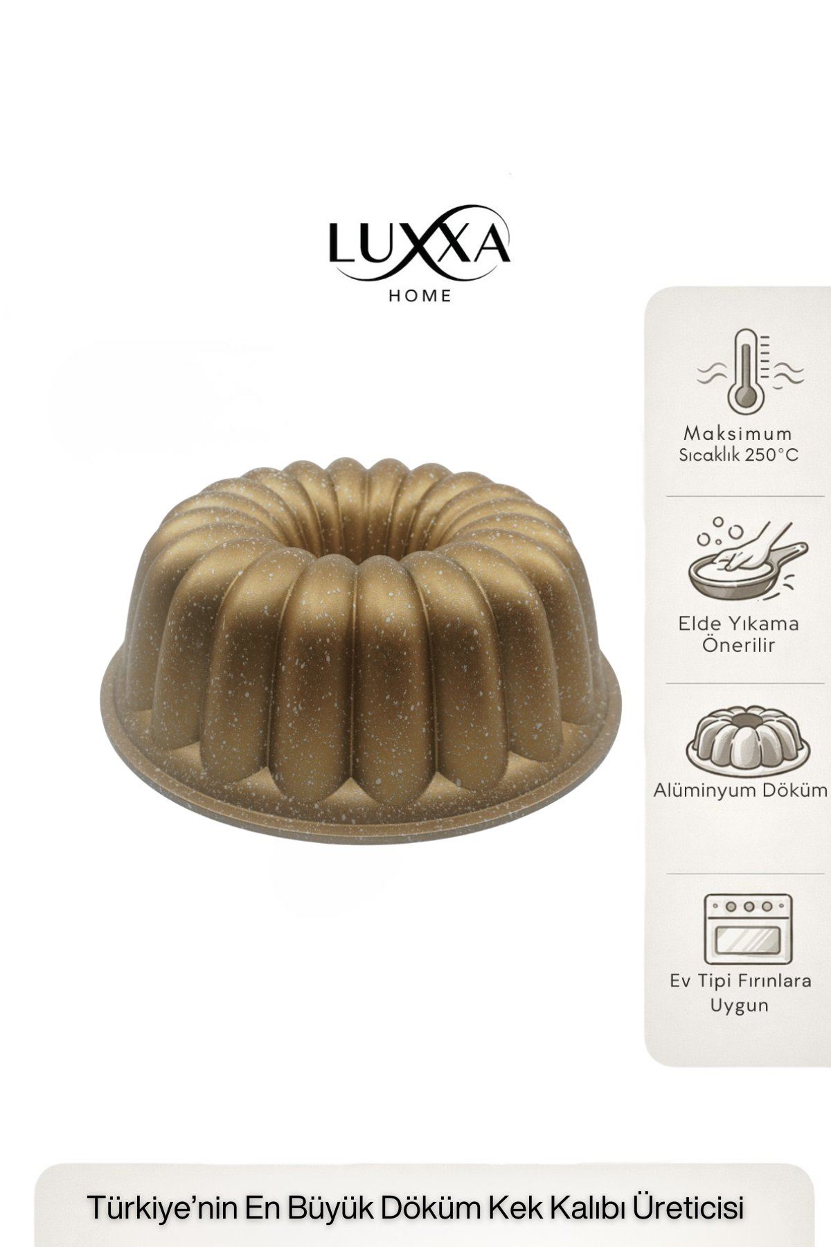 Leona Döküm Kek Kalıbı 25cm Gold