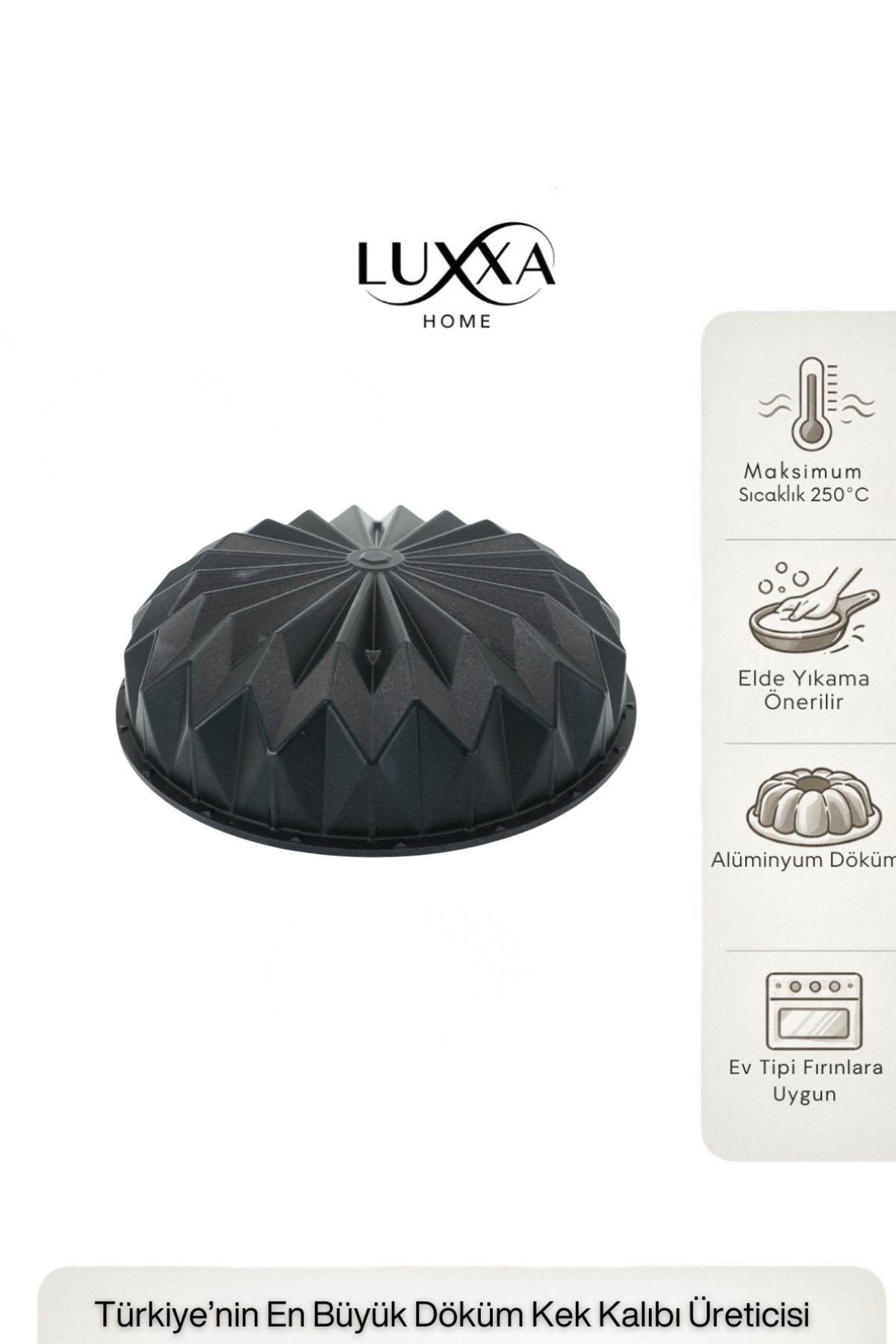Firuze Döküm Kek Kalıbı 26cm Siyah