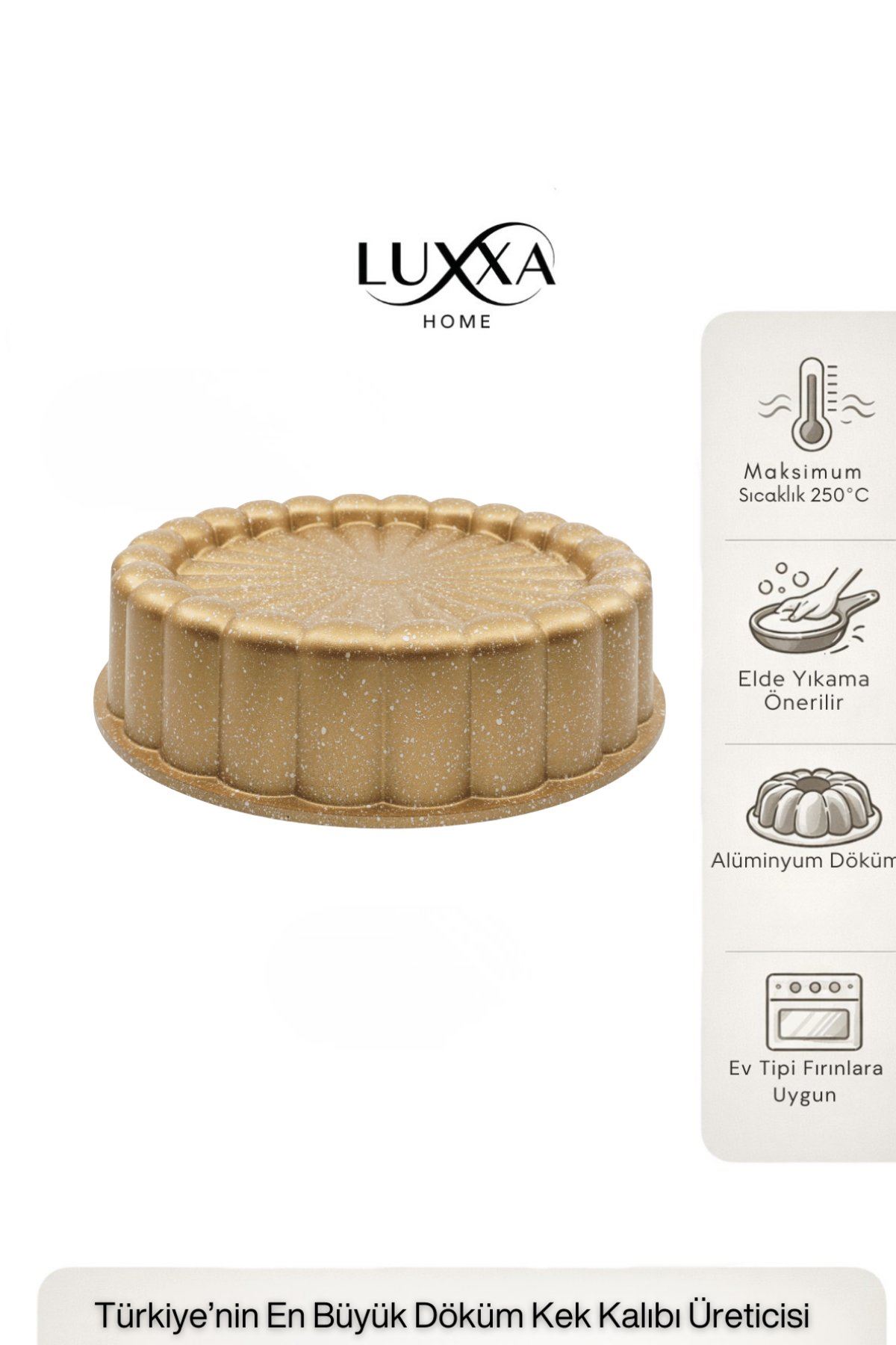 Papatya Döküm Kek Kalıbı 27cm Gold