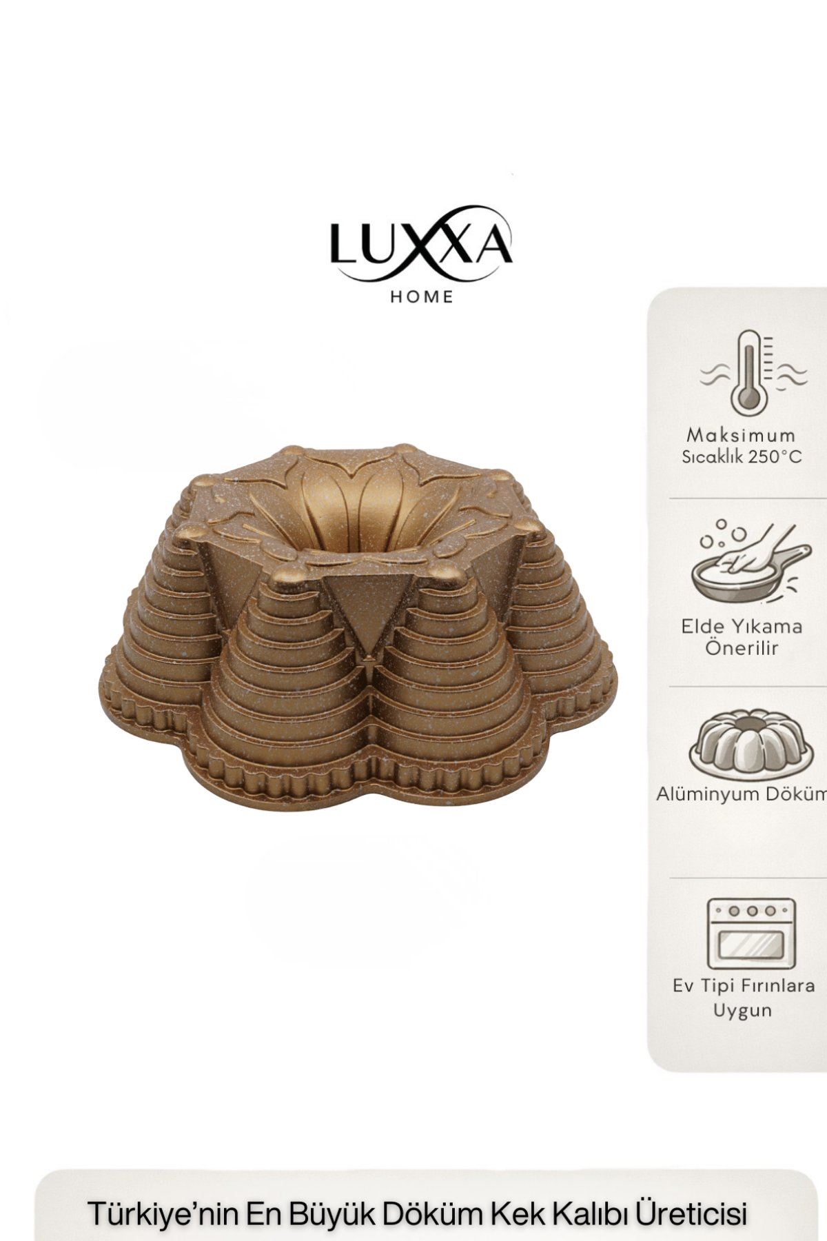 Zera Döküm Kek Kalıbı 25cm Gold