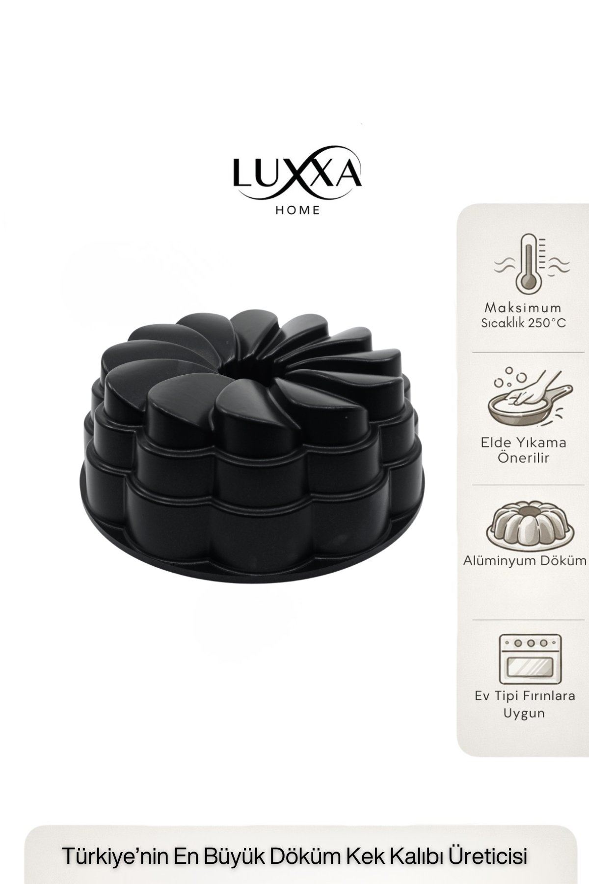 Flora Döküm Kek Kalıbı 26cm Siyah