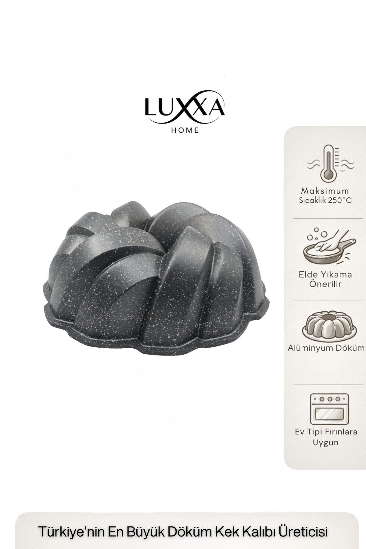 Mozaik Döküm Kek Kalıbı 26cm Antrasit