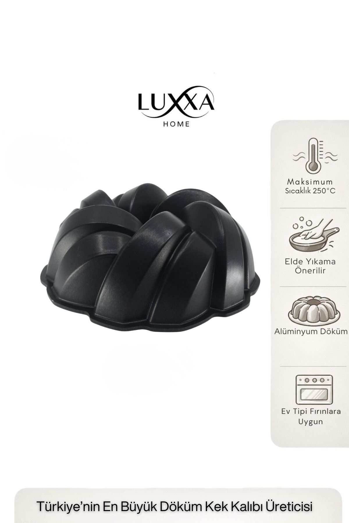 Mozaik Döküm Kek Kalıbı 26cm Siyah