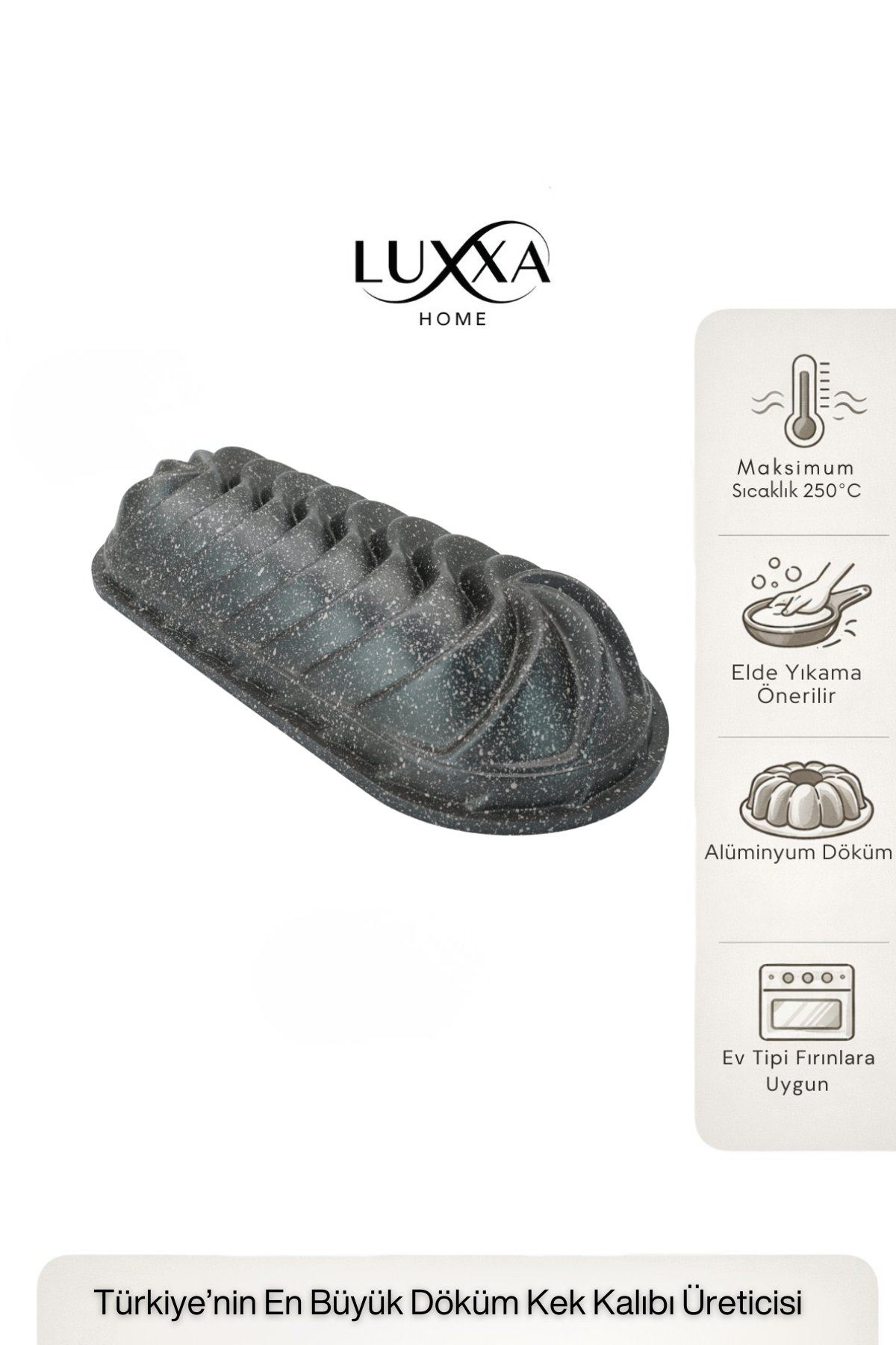 Sara Baton Döküm Kek Kalıbı 35cm Antrasit