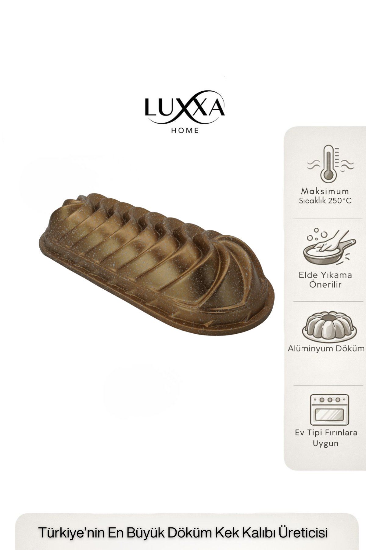 Sara Baton Döküm Kek Kalıbı 35cm Gold