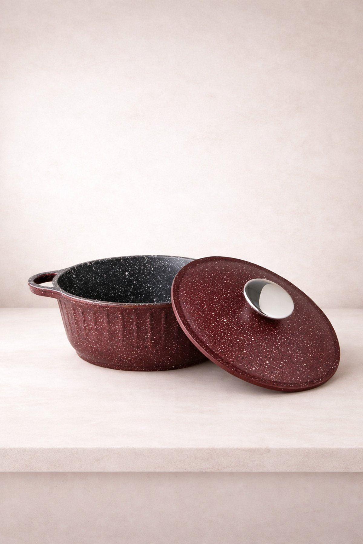 Roma Serisi 5 Parça Mini Döküm Tencere Seti Bordo