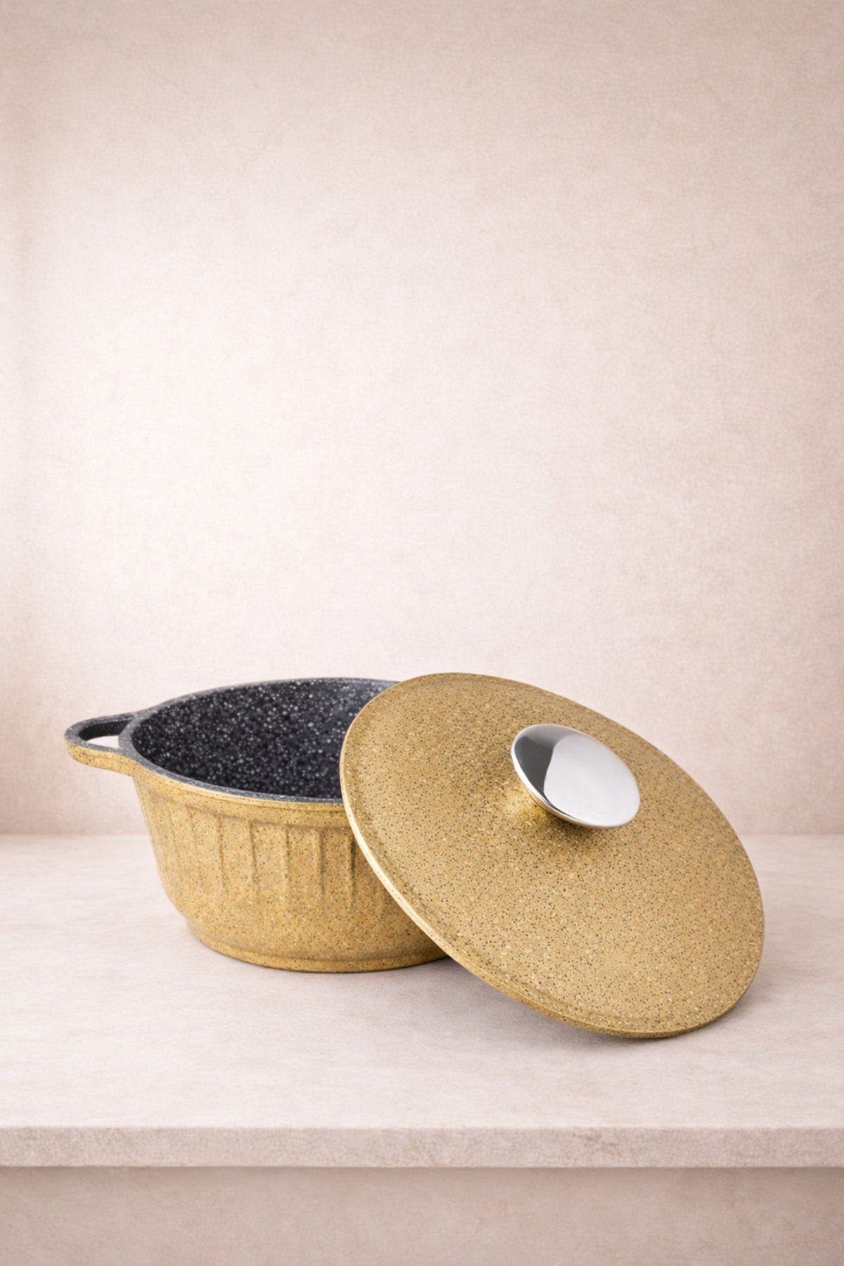 Roma Serisi 5 Parça Mini Döküm Tencere Seti Gold