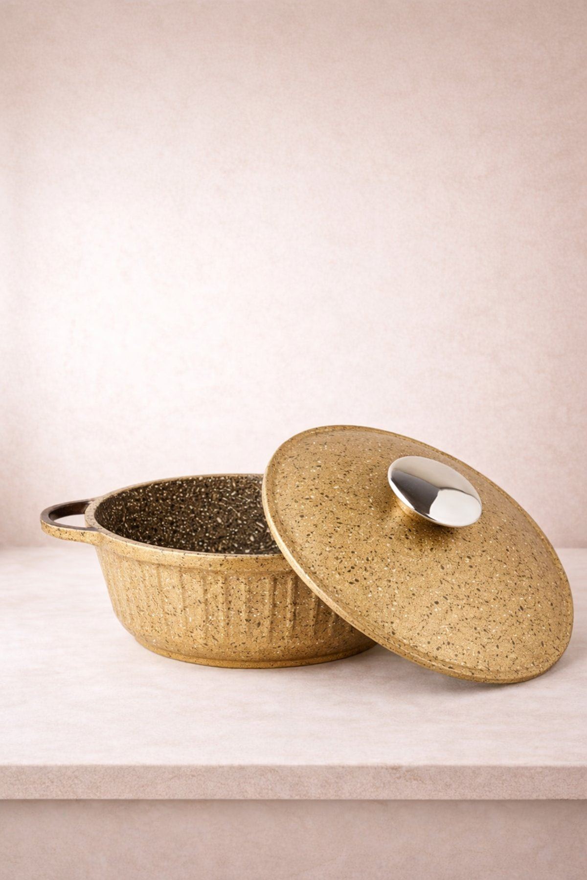 Roma Serisi 5 Parça Mini Döküm Tencere Seti Gold