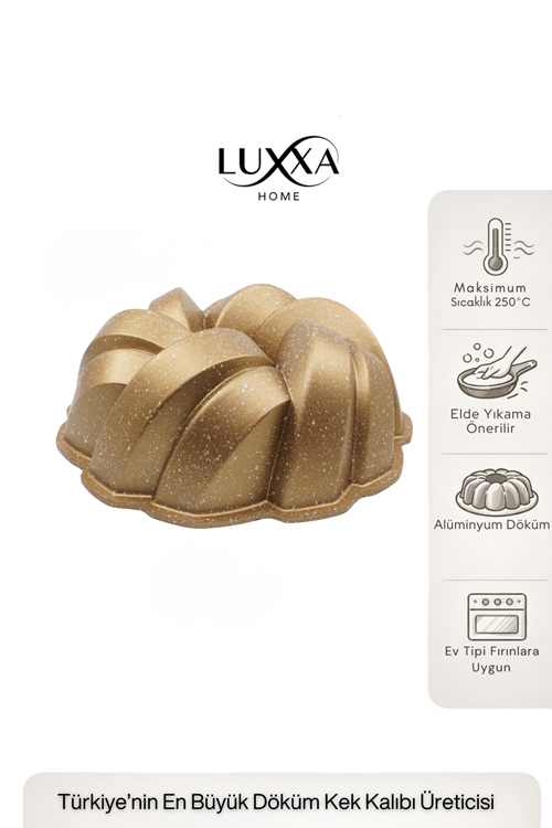 Mozaik Döküm Kek Kalıbı 26cm Gold