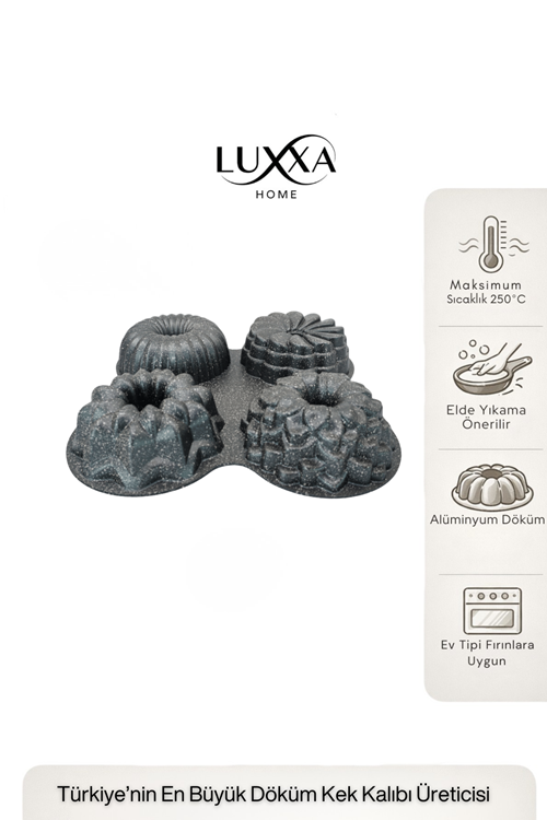 Viona 4'lü Muffin Döküm Kek Kalıbı Antrasit