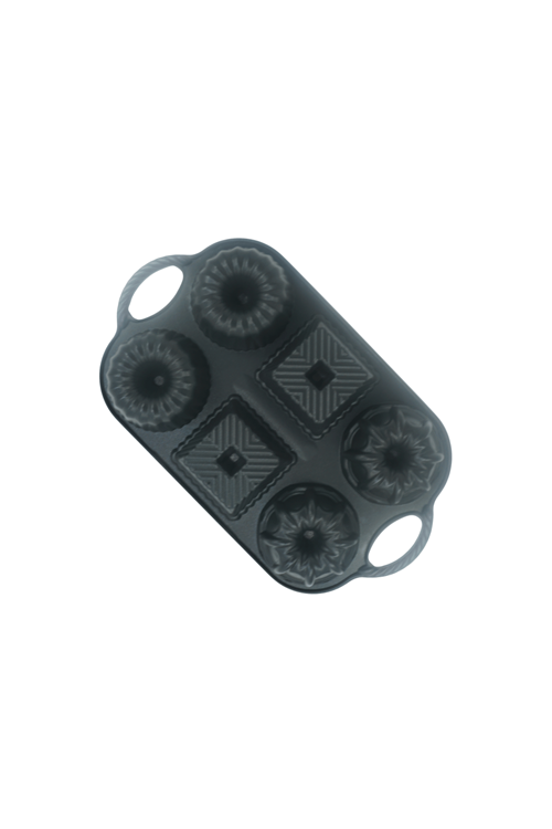 Hexa 6'lı Muffin Döküm Kek Kalıbı Siyah