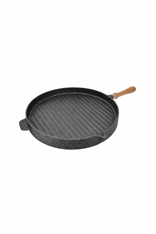 Riva Elite 35 cm Döküm Gözleme Tavası – Ahşap Saplı Siyah