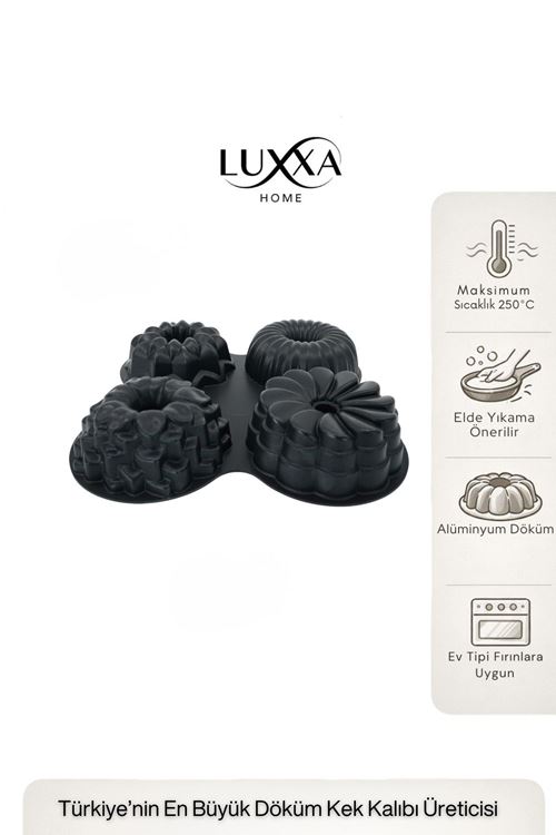 Viona 4'lü Muffin Döküm Kek Kalıbı Siyah