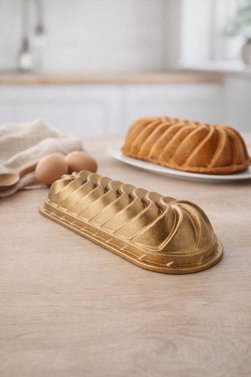 Sara Baton Döküm Kek Kalıbı 35cm Gold