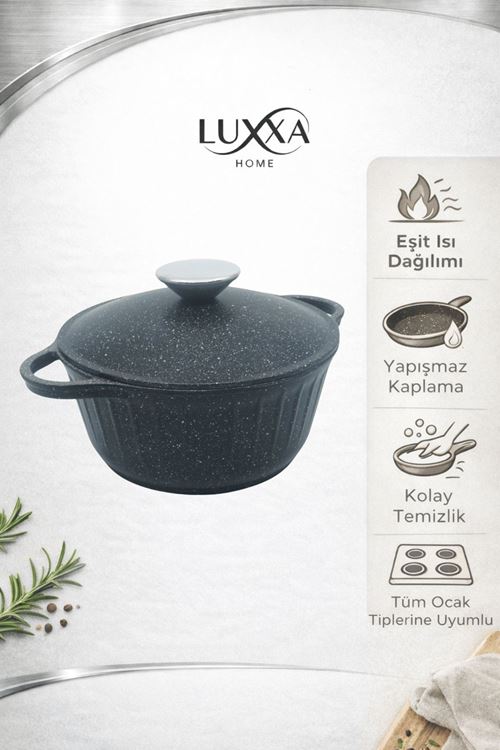 Roma Serisi 5 Parça Mini Döküm Tencere Seti Siyah