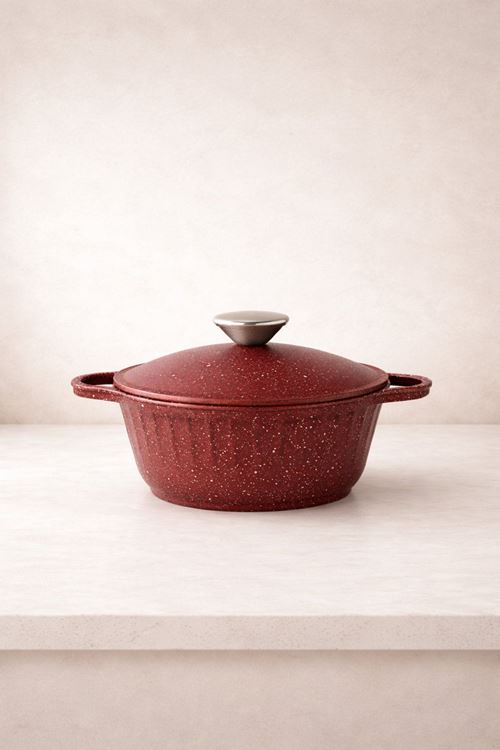 Roma Serisi 5 Parça Mini Döküm Tencere Seti Bordo