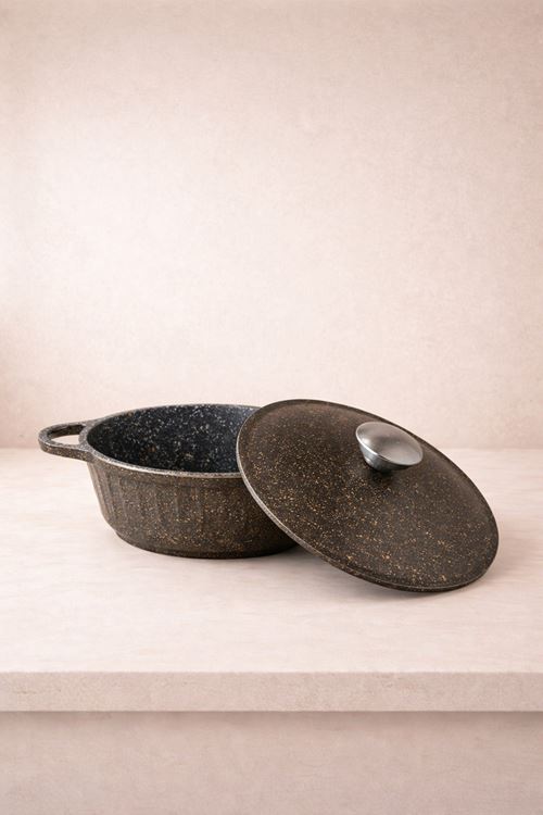 Roma Serisi 5 Parça Mini Döküm Tencere Seti Füme