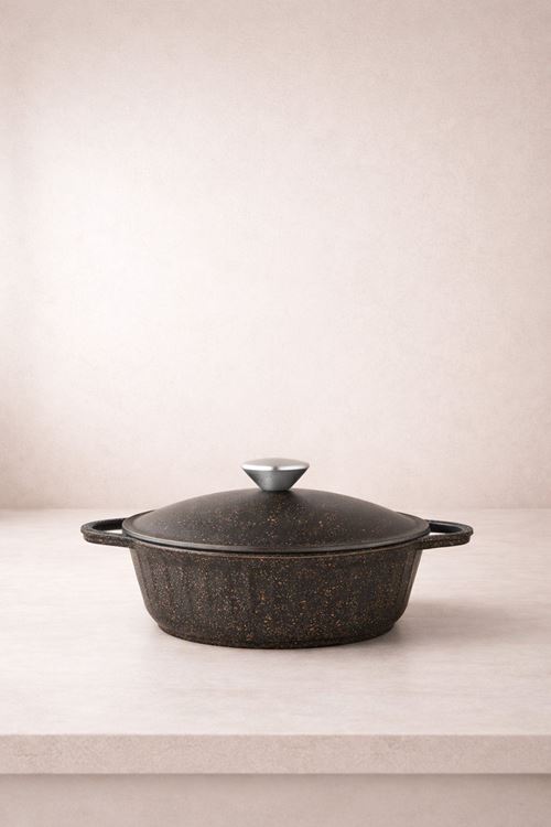 Roma Serisi 5 Parça Mini Döküm Tencere Seti Füme