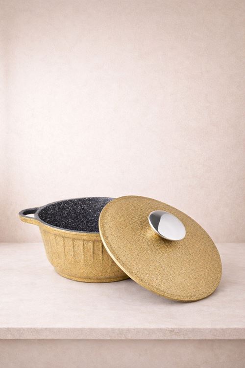 Roma Serisi 5 Parça Mini Döküm Tencere Seti Gold