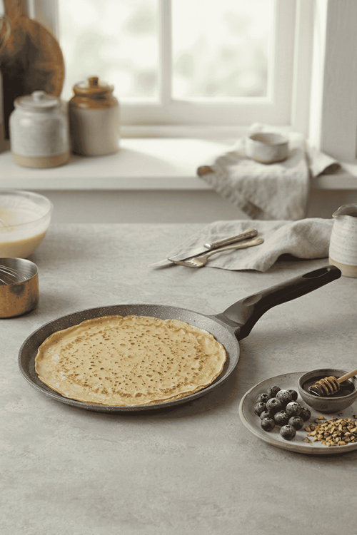 PanFace Krep Tavası 26 cm | Döküm Alüminyum Granit Kaplama Krep & Gözleme Tavası Antrasit