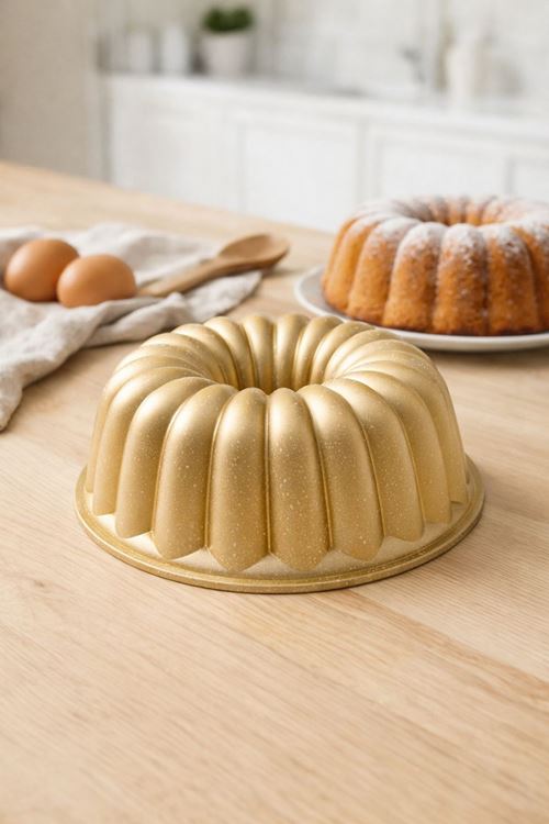 Leona Döküm Kek Kalıbı 25cm Gold