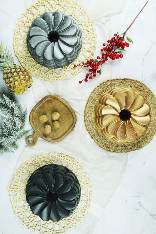 Flora Döküm Kek Kalıbı 26cm Gold