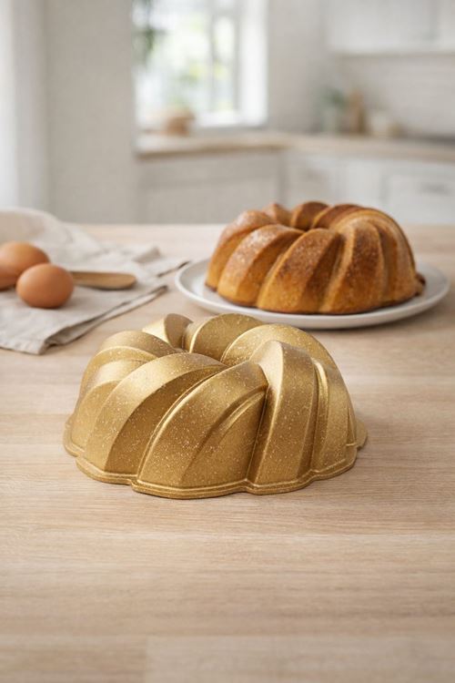 Mozaik Döküm Kek Kalıbı 26cm Gold