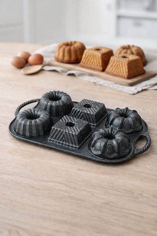 Hexa 6'lı Muffin Döküm Kek Kalıbı Antrasit