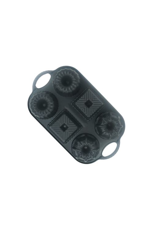 Hexa 6'lı Muffin Döküm Kek Kalıbı Siyah